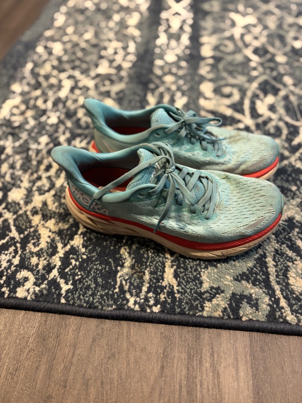 Hoka Women's Aqua Running Shoes with Coral Accent